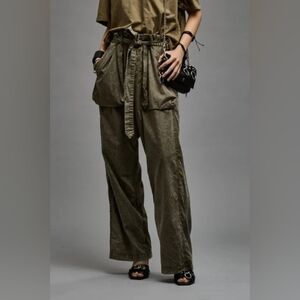 Nwt R13 High-Waist Olive Utility Pants with Tie Belt